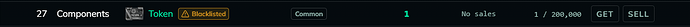 A blacklisted item in the table view