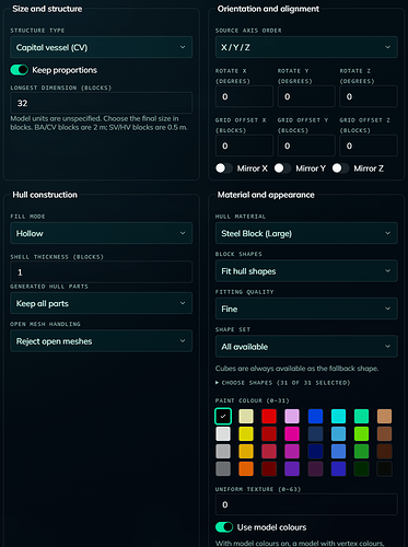 Coloured 3D model hull import