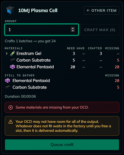 Craft preview with materials